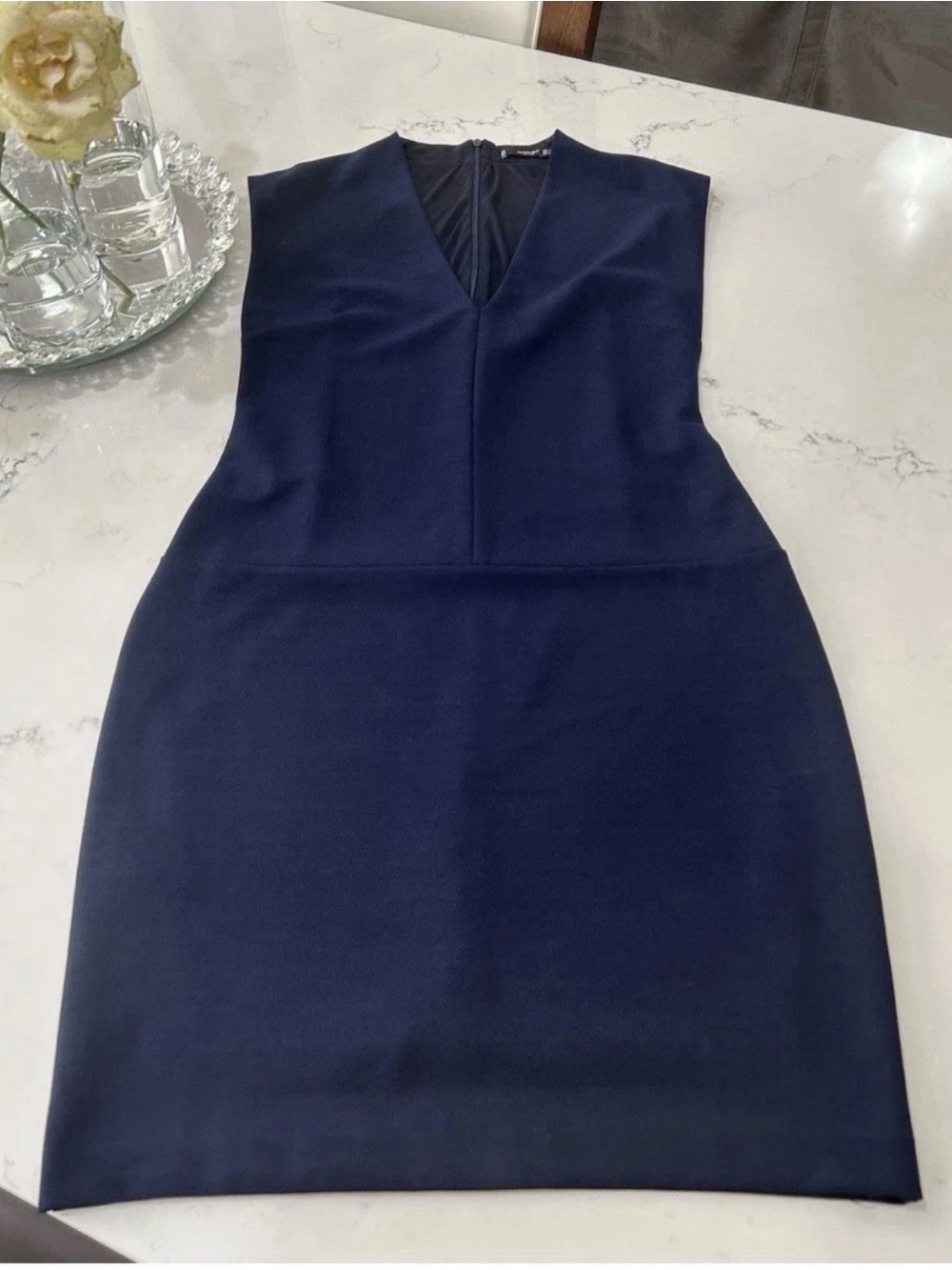 Mango Navy Blue Sleeveless V-Neck Mini Dress Size XS